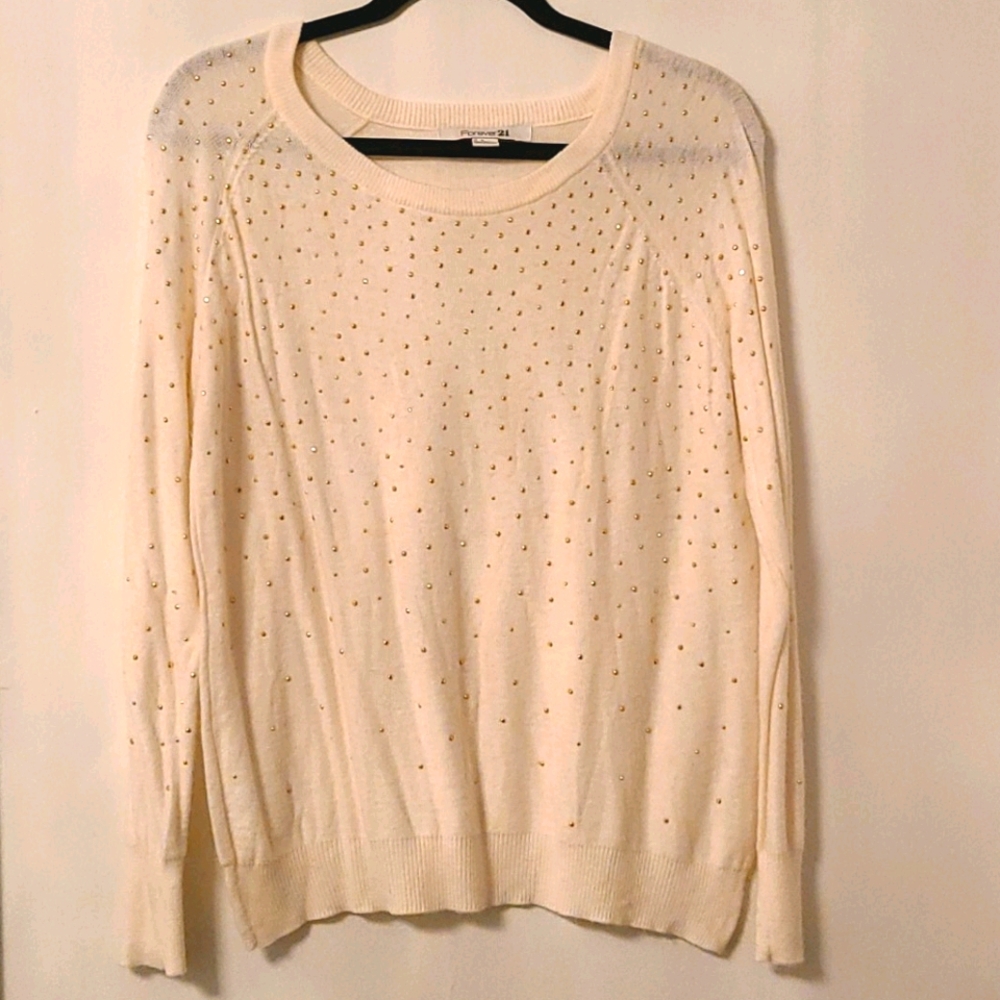 Forever 21 cream gold studded sweater